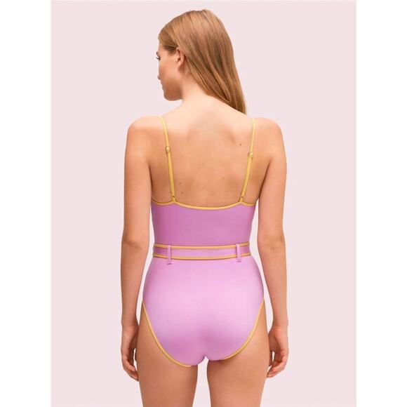 Kate Spade Daisy Buckle Belted One Piece Swimsuit Candied Lilac Size large $145 - Picture 3 of 8